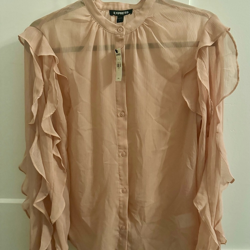 NWT Express Women's Pink Ruffle Top Size S